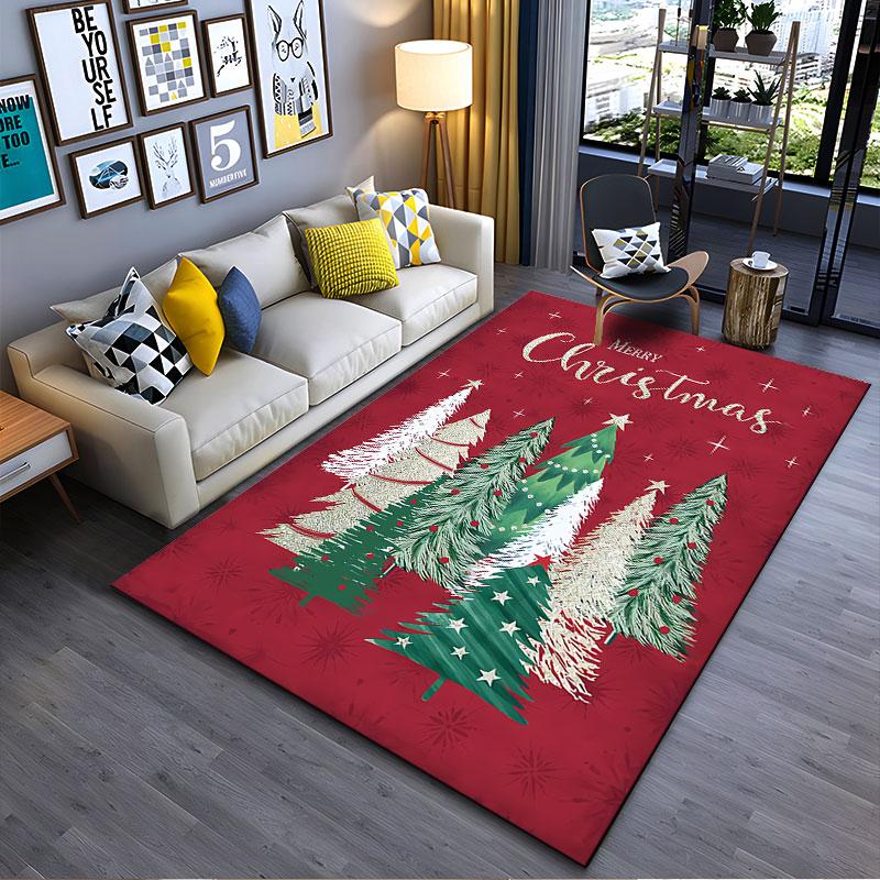 Merry Christmas Tree Design Carpet suitable as a non-slip mat for the living room or bedroom sofa