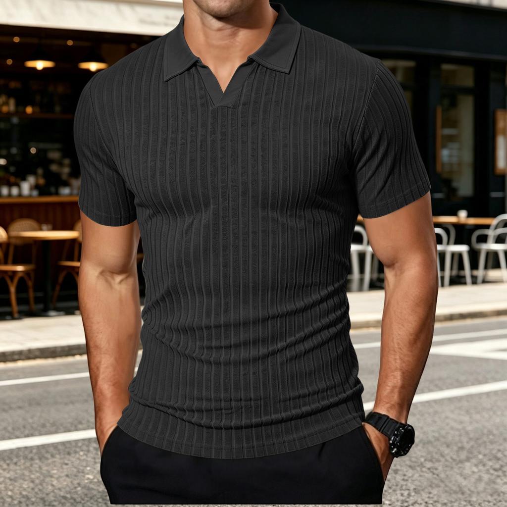Men's Casual Short Sleeve T-Shirt with Collar, Breathable Shirt for Summer Everyday Wear