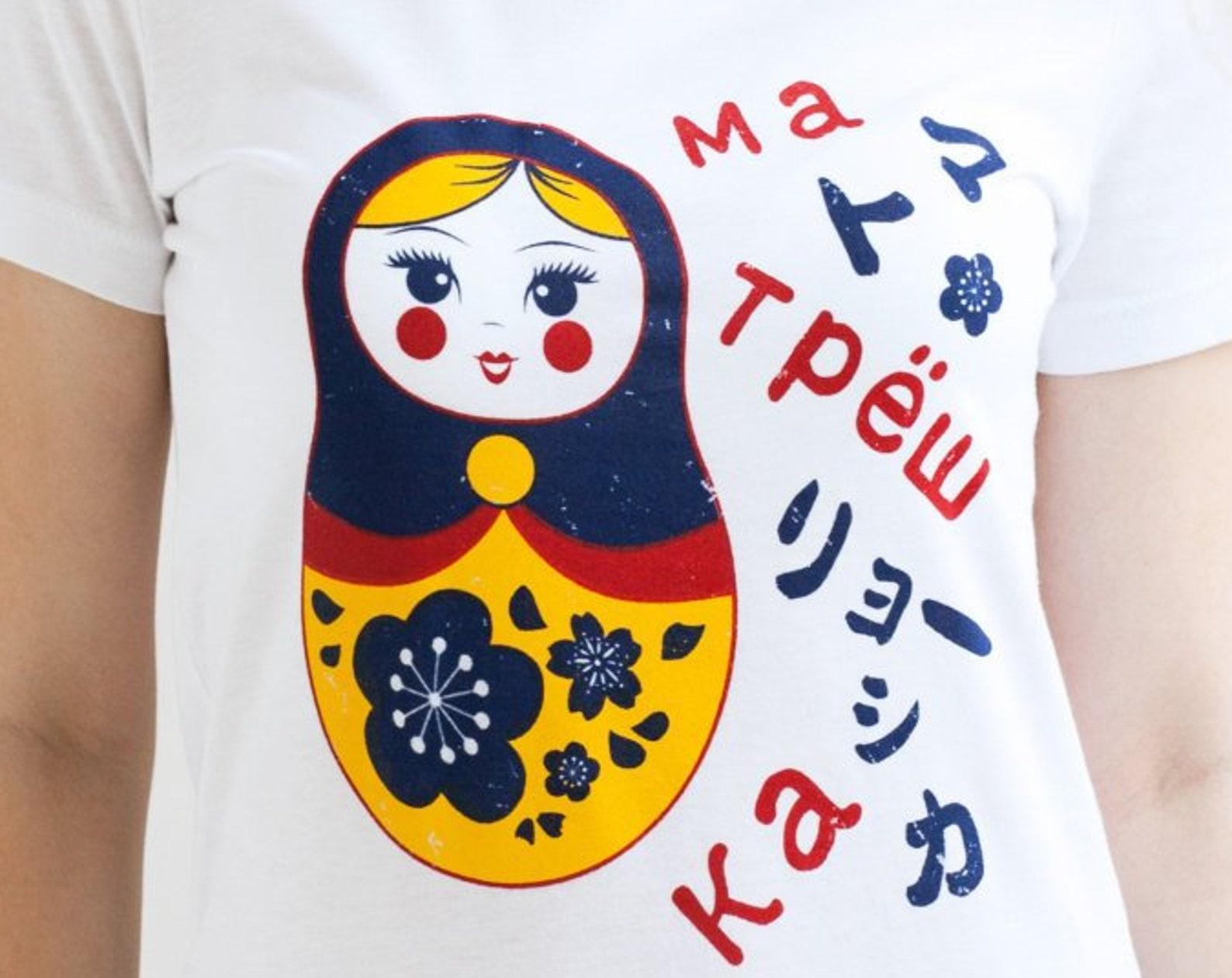 Sakura Matryoshka T-Shirt: Japanese Russian Doll, Organic Cotton M