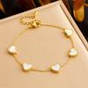 Gold Plated Mother of Pearl Heart Necklace Earrings Set Dainty Love Pendant Jewelry