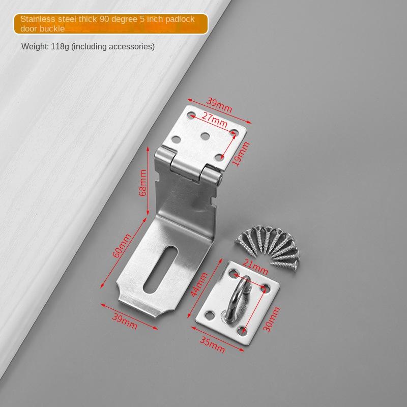 Stainless Steel Lock Buckle, Lock Plate Buckle, 90 Degree Thick Folding Anti-theft Door Buckle, Drawer Cabinet Door Padlock