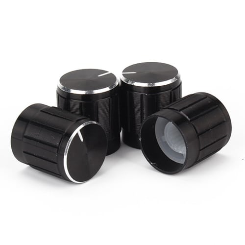 Yibuy Volume Control Dome Knobs, Rotary Knobs, Aluminum, for Electric Guitar/Bass, Pack of 10, Black, 6mm Inner Diameter