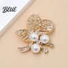 Leaf Lapel Pin Faux Pearl Rhinestone Brooch Alloy Hollow Leaves