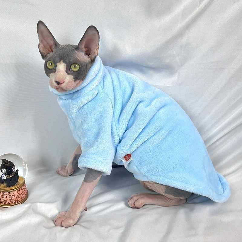 

Pet Sphinx Одежда для лысых кошек Wen Cat Одежда для зимних кошек с высоким воротником из утолщенного флиса L синий