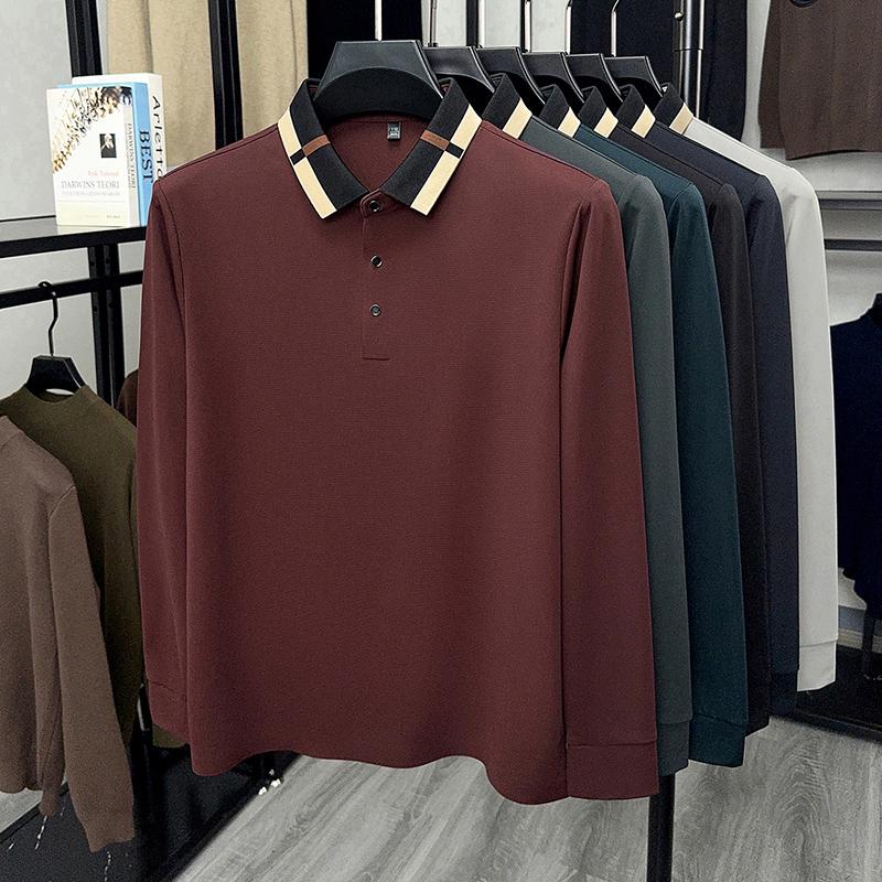 Spring And Autumn Polo Shirt Long Sleeve Men'S T-Shirt Collar Spring And Autumn 2025 New Top