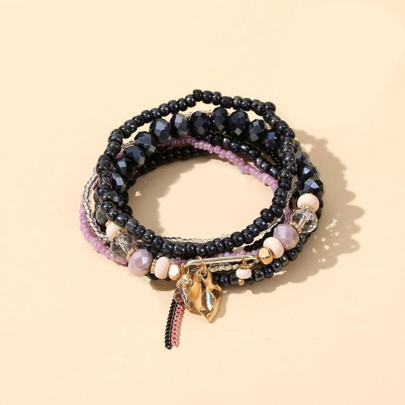 Stylish Glass Multi-Layer Bracelet Stacking Statement Bracelets Fashionable and Comfortable Jewelry for Women and Girls