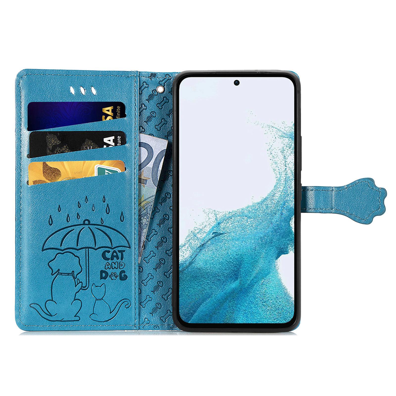 

Чохол-гаманець-відкидний шкіряний для Samsung Galaxy A56 5G з милим візерунком кота та собаки Blue