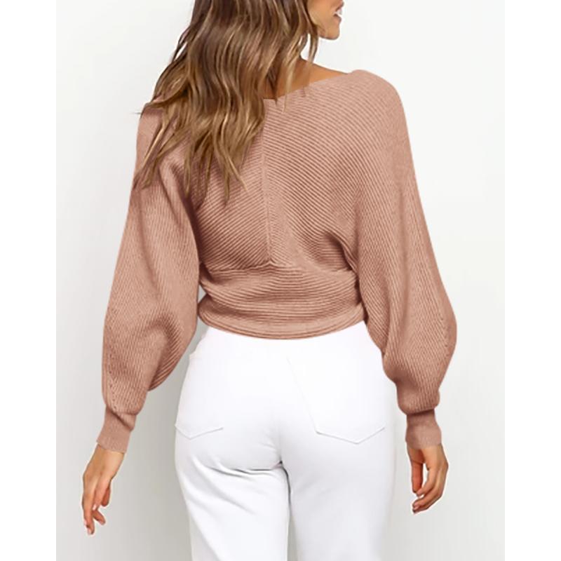 Striped V-Neck Loose Knit Sweater