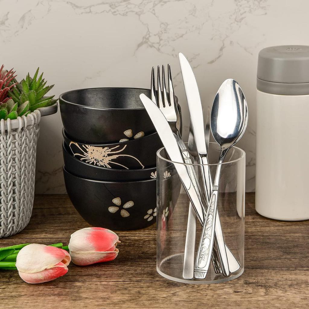 2-4 Pieces Clear Acrylic Pen Holder Round Acrylic Pencil Cup Clear Makeup Bush Holder Acrylic Desktop Stationery Organizer