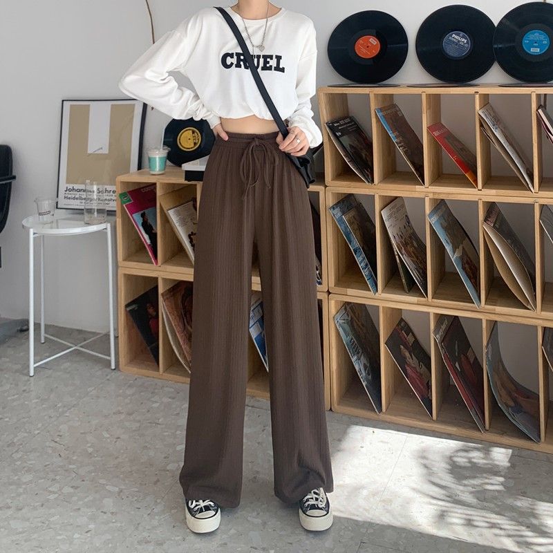 Large Size Wide Leg Pants for Women in Summer High Waisted Straight Leg Loose Fit Sporty and Casual with a Hanging Feeling and Floor Length Pants