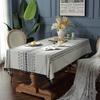 Bohemian Milk White Canvas Geometric Multicolor Printed Rectangular Dining Table Cloth Tassel Tablecloth Birthday Table Decor