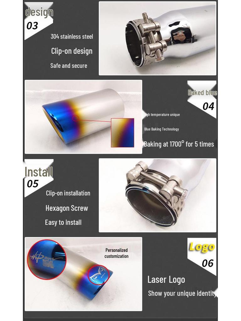Compass Stainless Steel 201 Silver Electroplated Exhaust Tailpipe Muffler