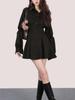 Elegant Black Waist-Cinched Long Sleeve Slimming Shirt Dress for Women - French Style (Spring/Autumn 2025)
