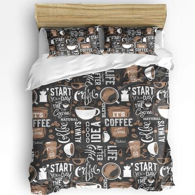 Coffee Coffee Beans Coffee Cup 3Pcs Bedding Collection For Double Bed Home Textile Duvet Cover Quilt Cover Pillowcase