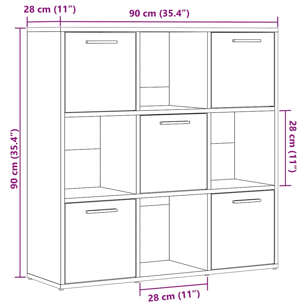 Bookshelf Vintage Wood Look 90 x 28 x 90 cm Engineered Wood