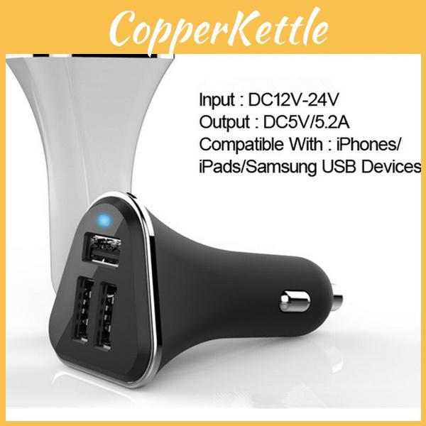 Premium 3 Port Car Charger Adapter With High-speed Usb Ports And Compact Design