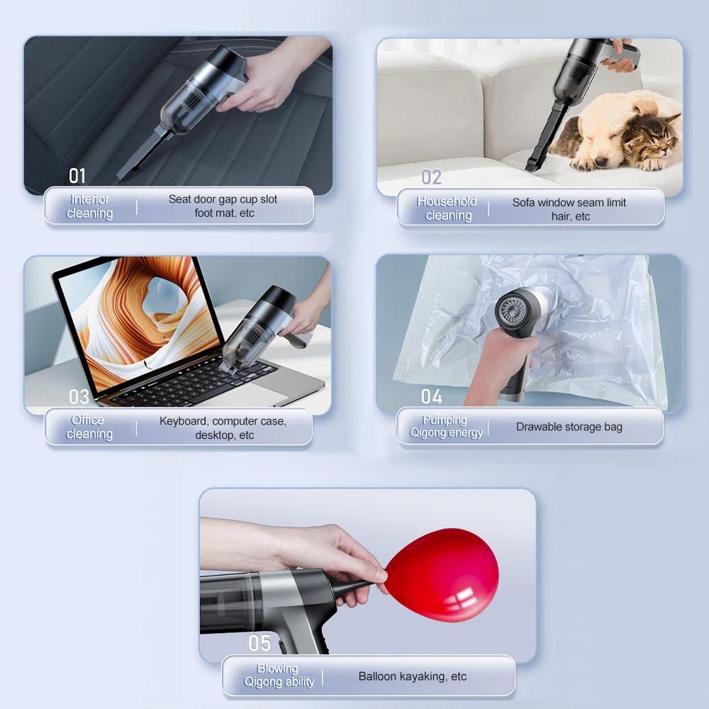 Car Vacuum Cleaner Portable Wireless Handheld Vacuum Pump Strong Suction Cordless Mini Poweful Cleaning Machine Home Appliances