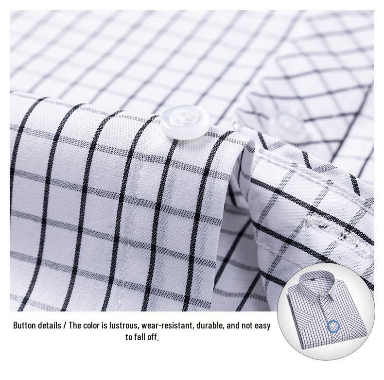 Men's Summer Plaid Cotton Short Sleeve Shirt - Breathable & Sweat-Absorbing