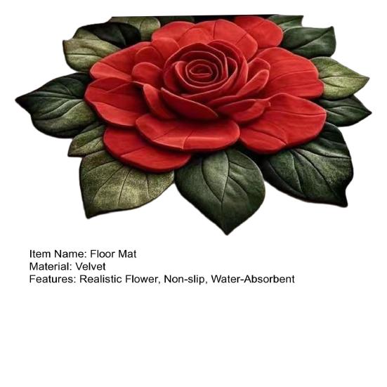 Yousheng Floral Plush Floor Mat 3D Optical Illusion Flower Rug Non-Slip Water-Absorbent Bath Mat for Living Room Bathroom Kitchen