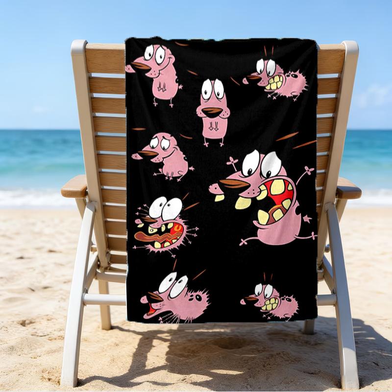 proof beach towel with a Courage the Cowardly Dog2 pattern - soft,absorbent,quick-drying,machine washable - perfect for swimming,camping,bathing