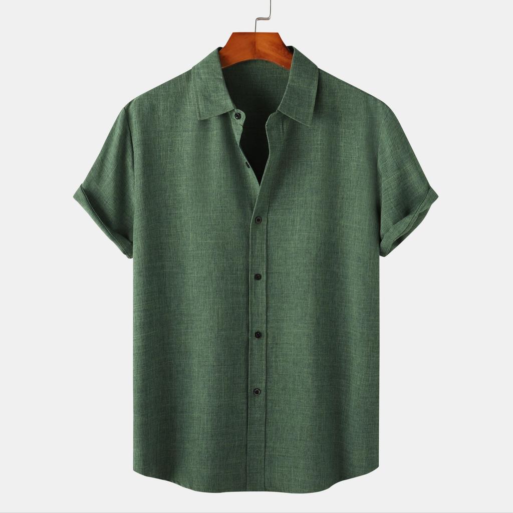 Men's Clothing, Summer New Men's Solid Color Short-sleeved Casual Shirt Slim-fit Shirt TC