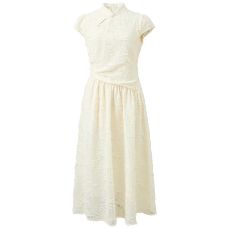 

Sancai 2026 Spring Jacquard A-line Midi Dress L