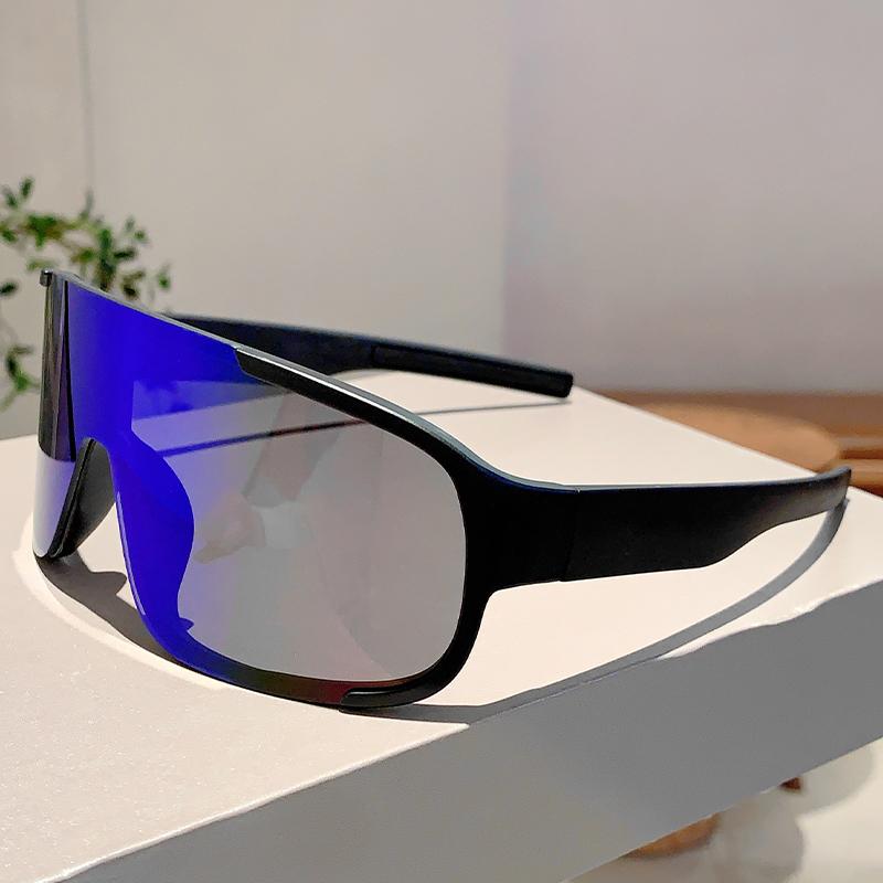 Oversize Monoblock Sunglasses Men Fashion Mirror Sports Goggle for Skiing Trendy Women Anti-UV Outdoor Hiking Sun Glasses