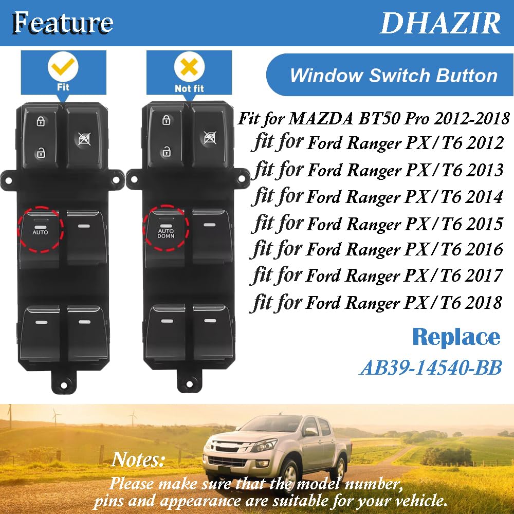 93571-D3000 Master Power Window Switch Front Driver Side 18Pins fit for Hyundai Tucson 2016 2017 2018 Replace 93570-D3000, 93571-D3040, 93571D3000,