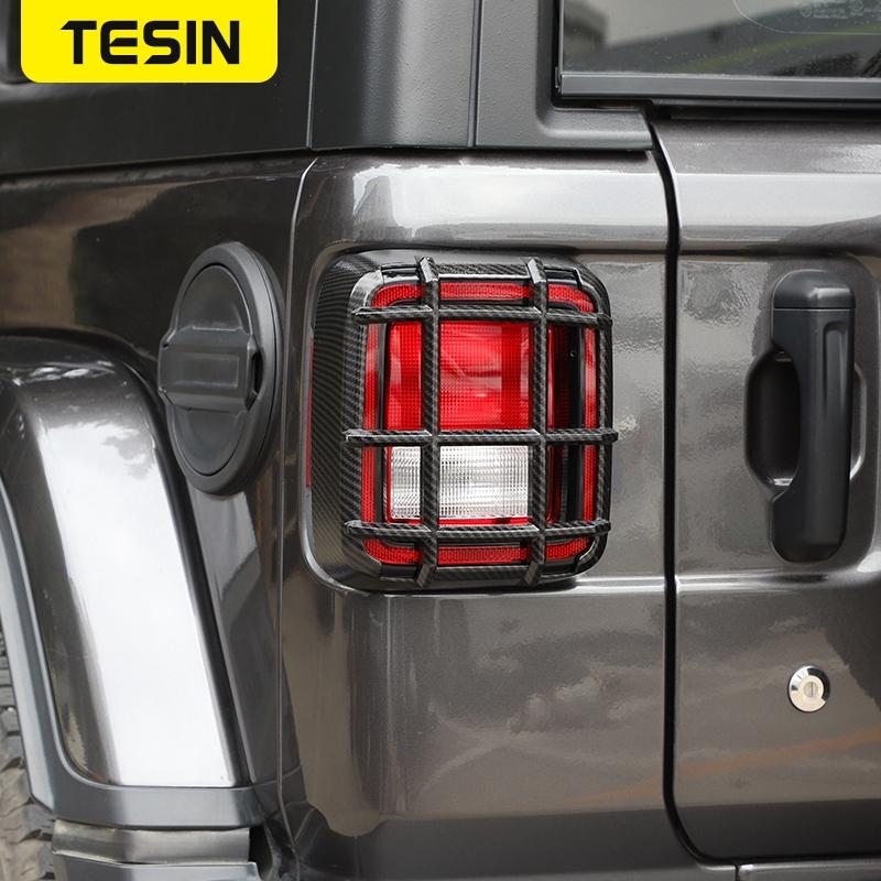 TESIN Lamp Hoods Car Front Head Light Tail Light Cover Rear Lamp Guards Protector Cover Accessories For Jeep Wrangler JL 2018