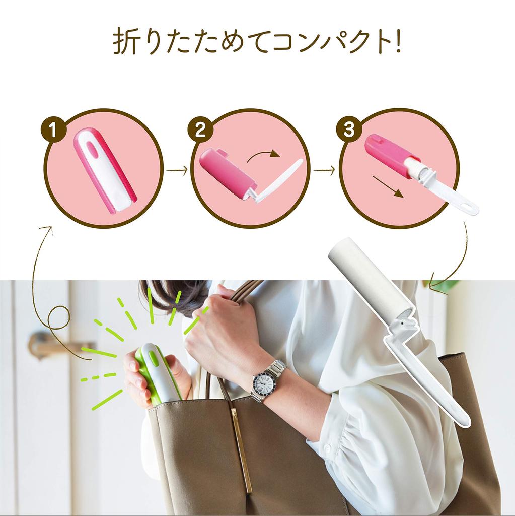 Nitoms Corocoro Portable Lint Roller 75mm 30 Turns Green Pollen Dust Pet Hair Remover for Clothes Fabrics Compact Travel Cleaning Tool C0445