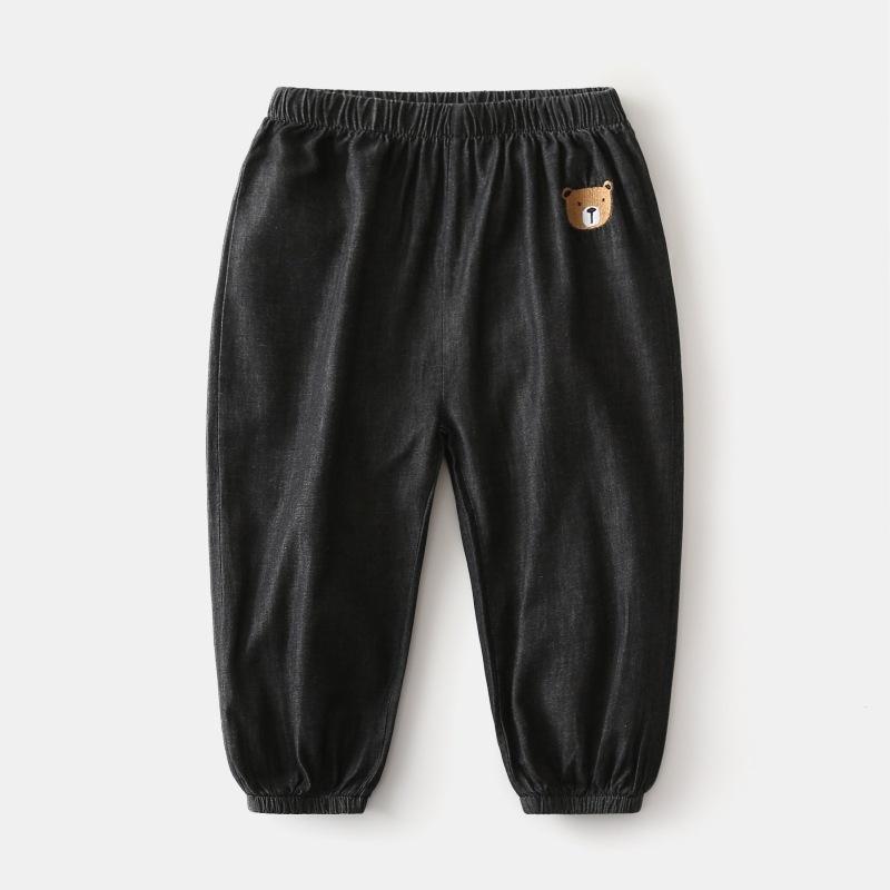 Children's Summer Mosquito Proof Pants Boys' Lightweight Denim Loose Pants Baby's Fashionable Embroidered Wide Leg Pants