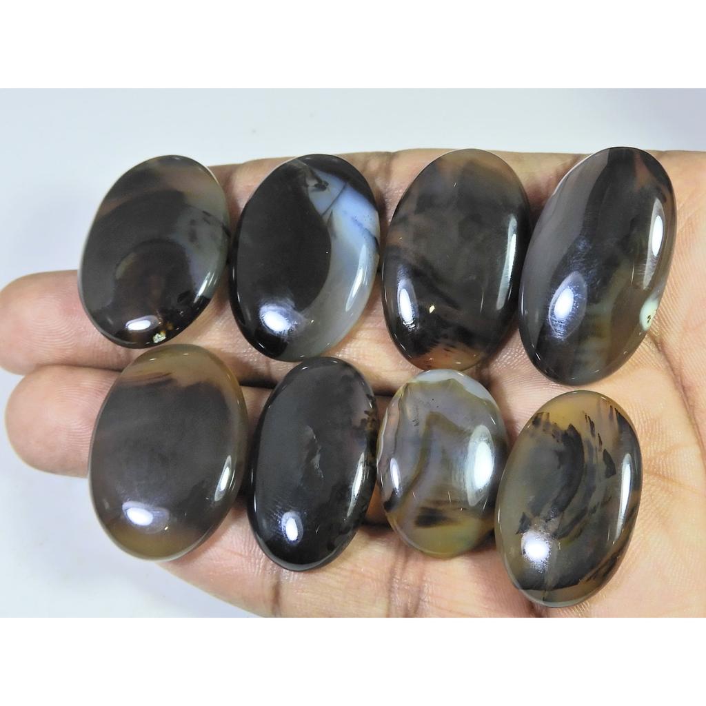 08Pcs Natural Montana Agate Oval Cabochon Loose Gemstone 276Cts. Lot C-490