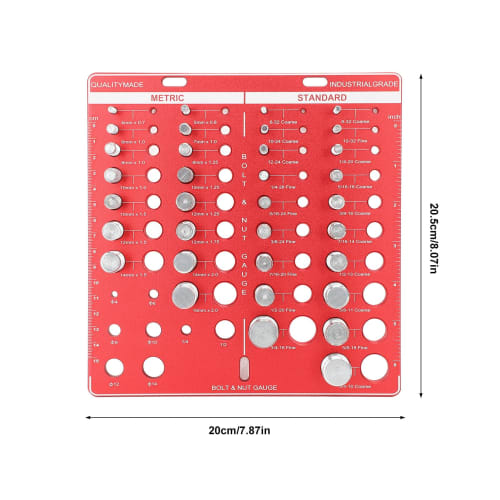 34 Nut and Bolt Thread Checker, Aluminum Alloy Nut and Bolt Size Gauge, Bolt and Nut Identification Gauge, High Precision Bolt and Nut Measuring Tool,