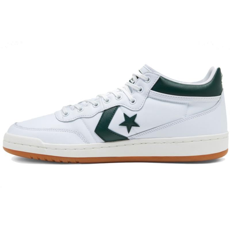 Converse Fastbreak comfortable and versatile non-slip and lightweight mid-top board shoes unisex white and green