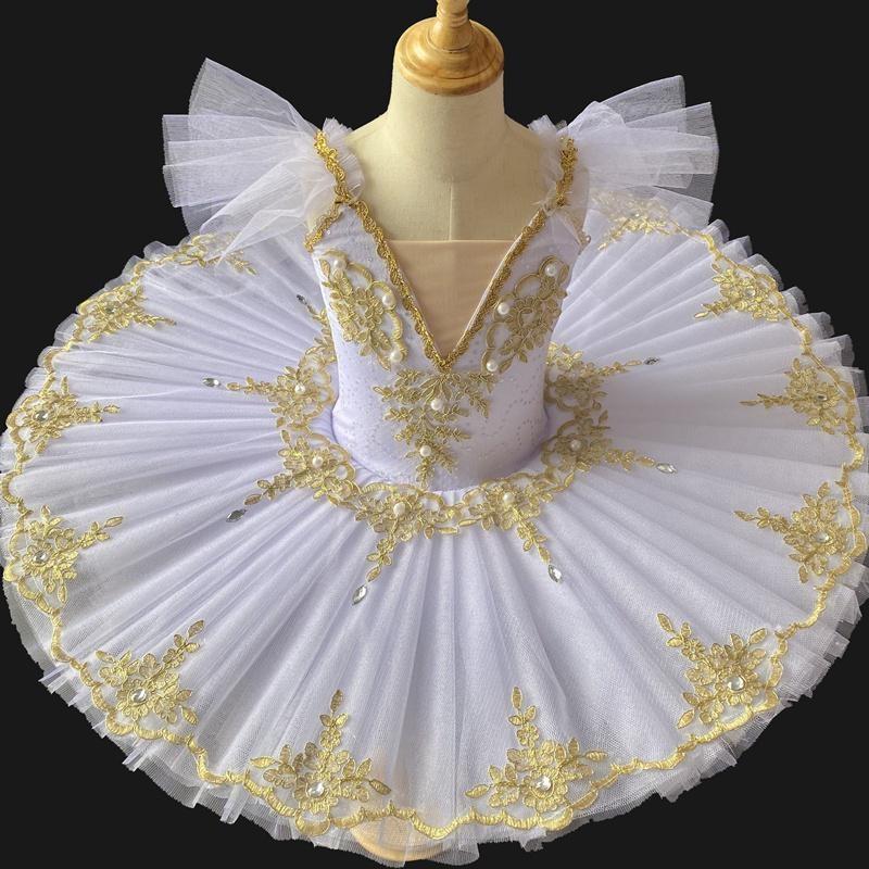 

Angel Dream Золотая водорастворимая кружевная сетчатая танцевальная юбка Лебединая танцевальная юбка балетный костюм 130 белый