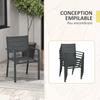 Set Of 4 Stackable Garden Chairs In Aluminum And Textile With Armrests Lot Of 4 Pieces For Outdoor
