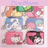 Cute Cartoon Small White Dog Pudding Dog Twin Star Long Ear Leather Card Case Coin Purse Keychain Pendant In-stock Pu Leather Anime Pattern