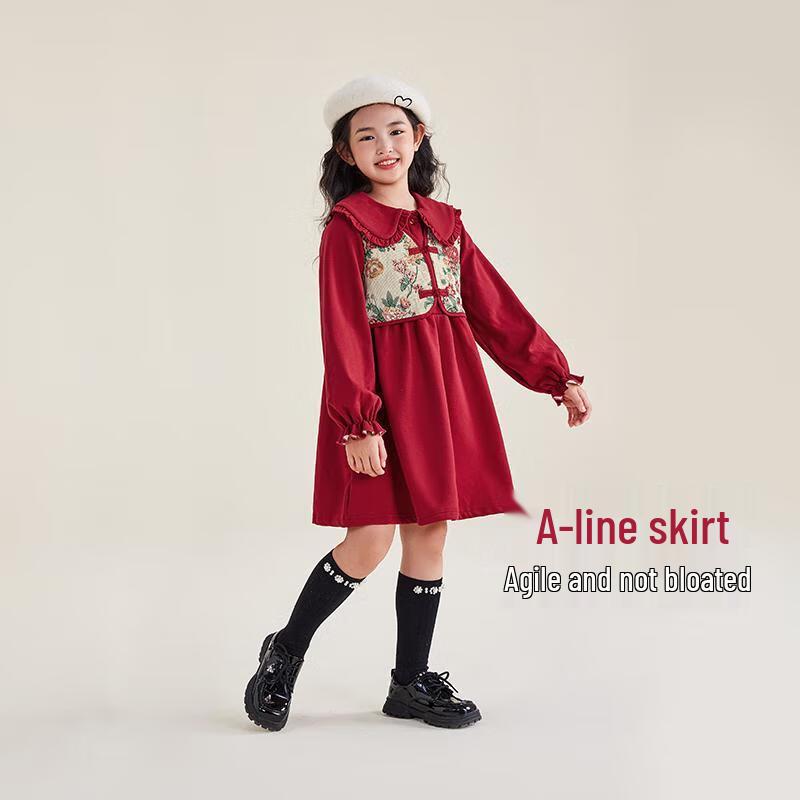 JELLYBABY Girls' Plush Chinese Style Princess Dress