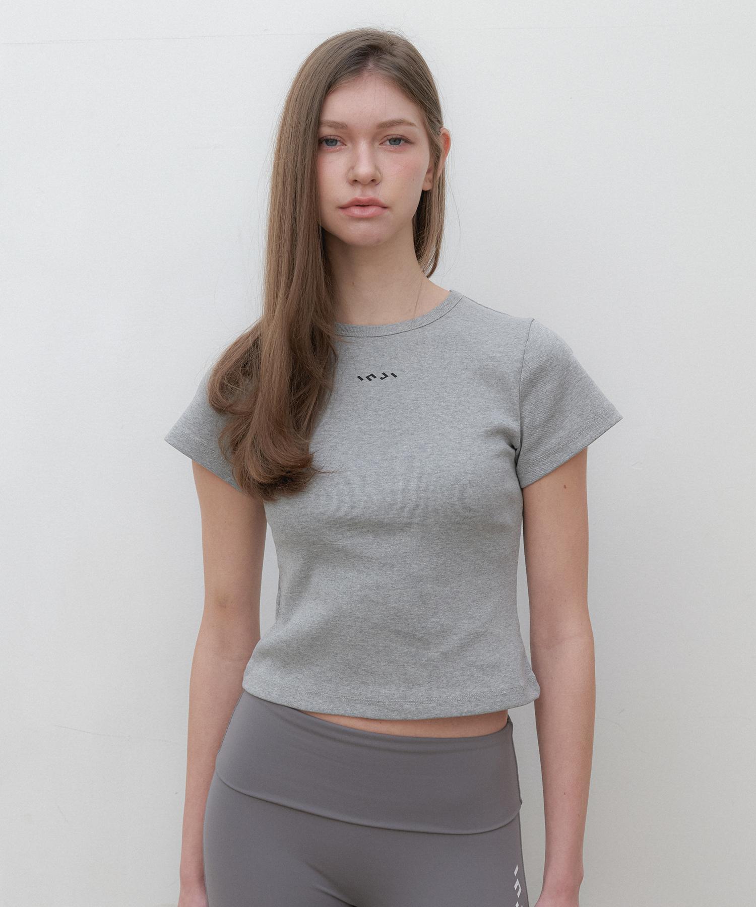 Ingi Active Slim Fit Logo Crop Tee Gray Grey/One