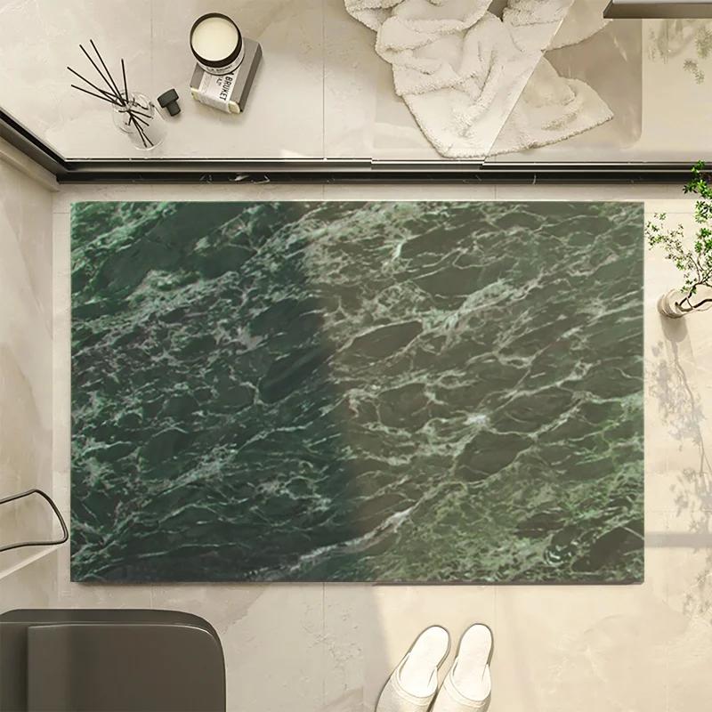 Bathroom anti slip absorbent mat with luxurious marble pattern toilet quick drying floor mat bathroom rug toilet mat