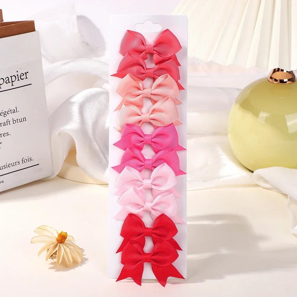 BABY BOWS 10Pcs/set Solid BB Hair Clips for Girls Ribbon Bowknots Boutique Barrettes Hairpins Headwear Kids Hair Accessories