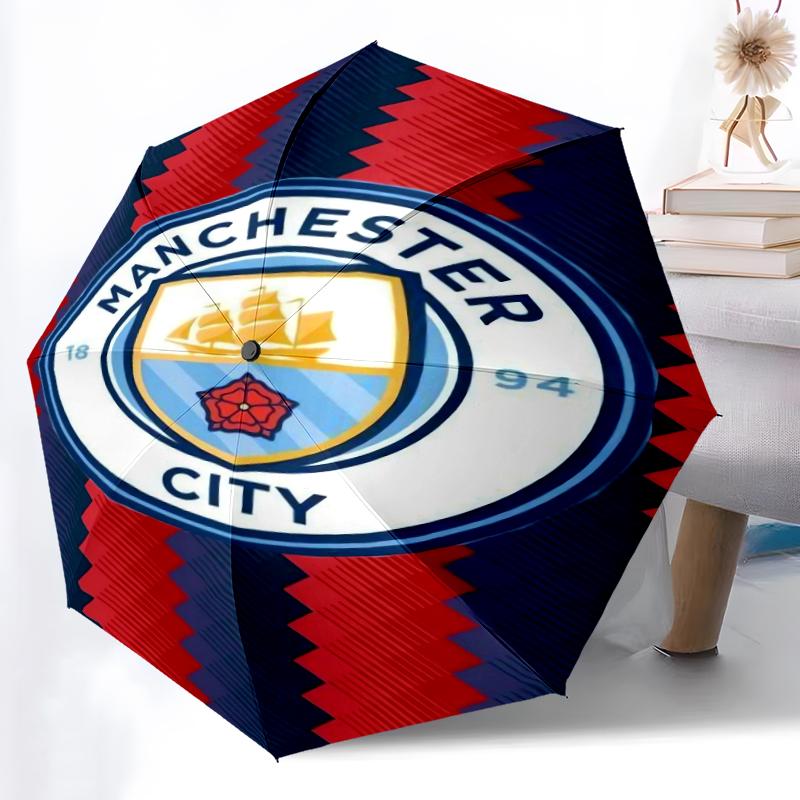 1pz Ombrello Automatico Robusto a 8 Stecche, Ombrello Manchester United Manchester City, Stampato Digitalmente, Ombrello Pieghevole per Uso Esterno in Movimento