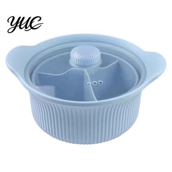 Silicone Food Steamer for Microwave Steamer, Double Layer Food-Grade Bowl with Lid & Divider, Heat Resistant Divided Pot Healthy Fat Reduction Cooking