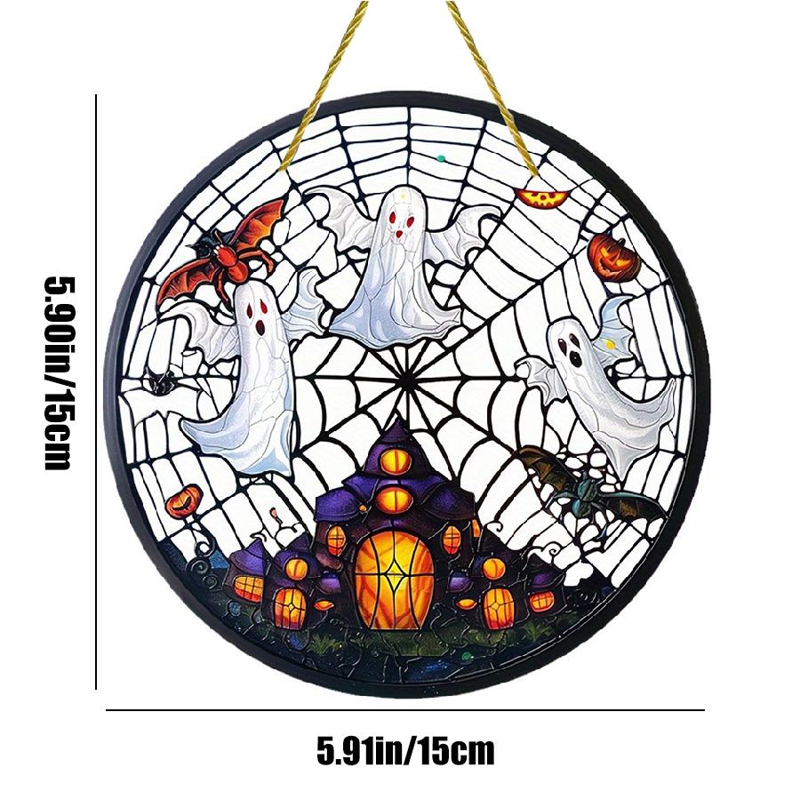 

Акриловая настенная вывеска на Хэллоуин, винтажный призрачный замок, художественный декор, венок с изображением сладостей, настенный декор для кухни и сада 15x15cm