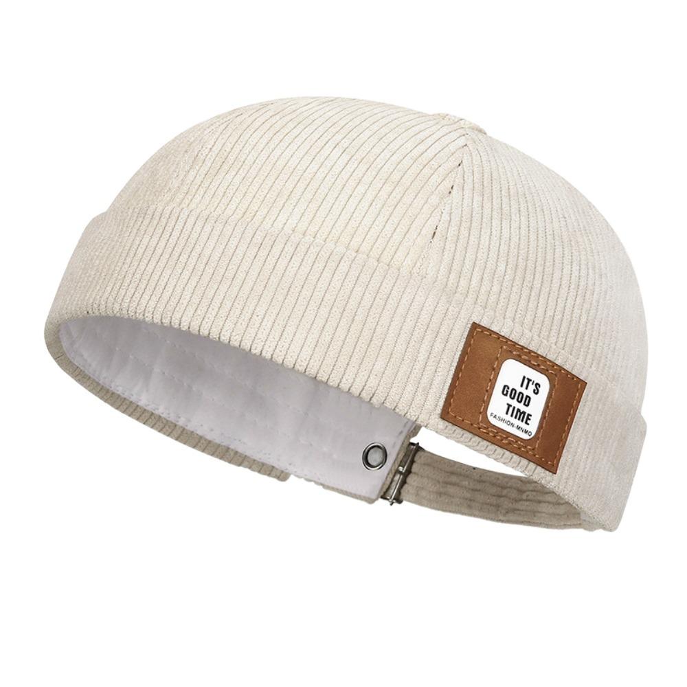 Round Vintage Docker Cap Solid Color Hip Hop Hat Multipurpose Corduroy Brimless Hat  Streetwear
