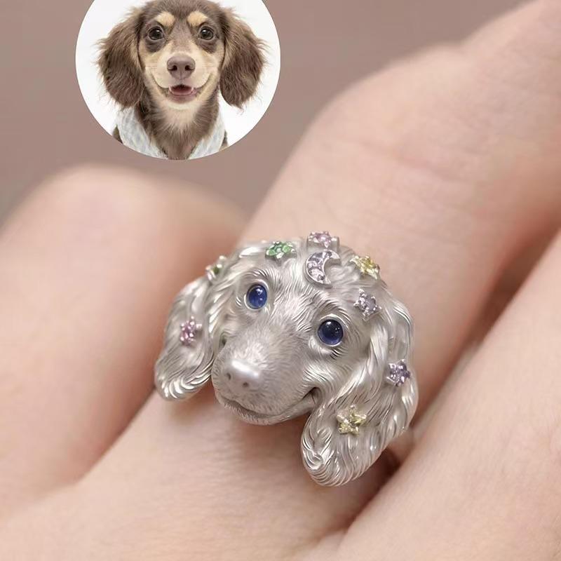 [süßer Haustierplanet] süßer Haustierhund Haustier Avatar Ring dreidimensionale Form exquisites einzigartiges Persönlichkeits-Gedenkring