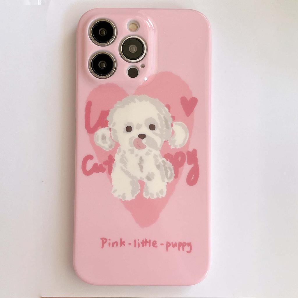 Pink Puppy Dog Imd Phone Case For Iphone 13 12 Promax 11 14 Pro Max Soft Silicone Shockproof Back Cover Capa Cover
