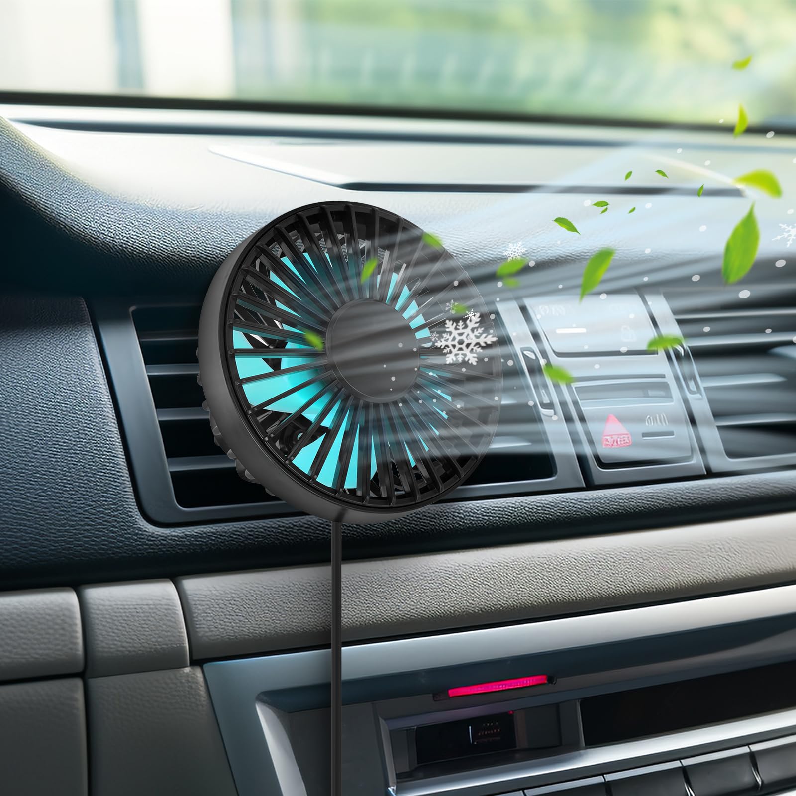 

Автомобільний USB-вентилятор, Автомобільний вентилятор, 3 рівні регулювання повітряного потоку, Регульований кут, Літо,