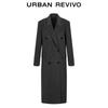 UR2025 Women's Double-Breasted Wool Blend Long Coat