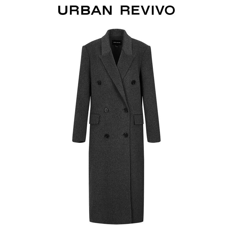 UR2025 Women's Double-Breasted Wool Blend Long Coat